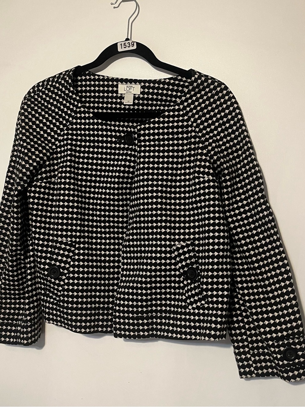 LOFT Black & White Cropped Blazer